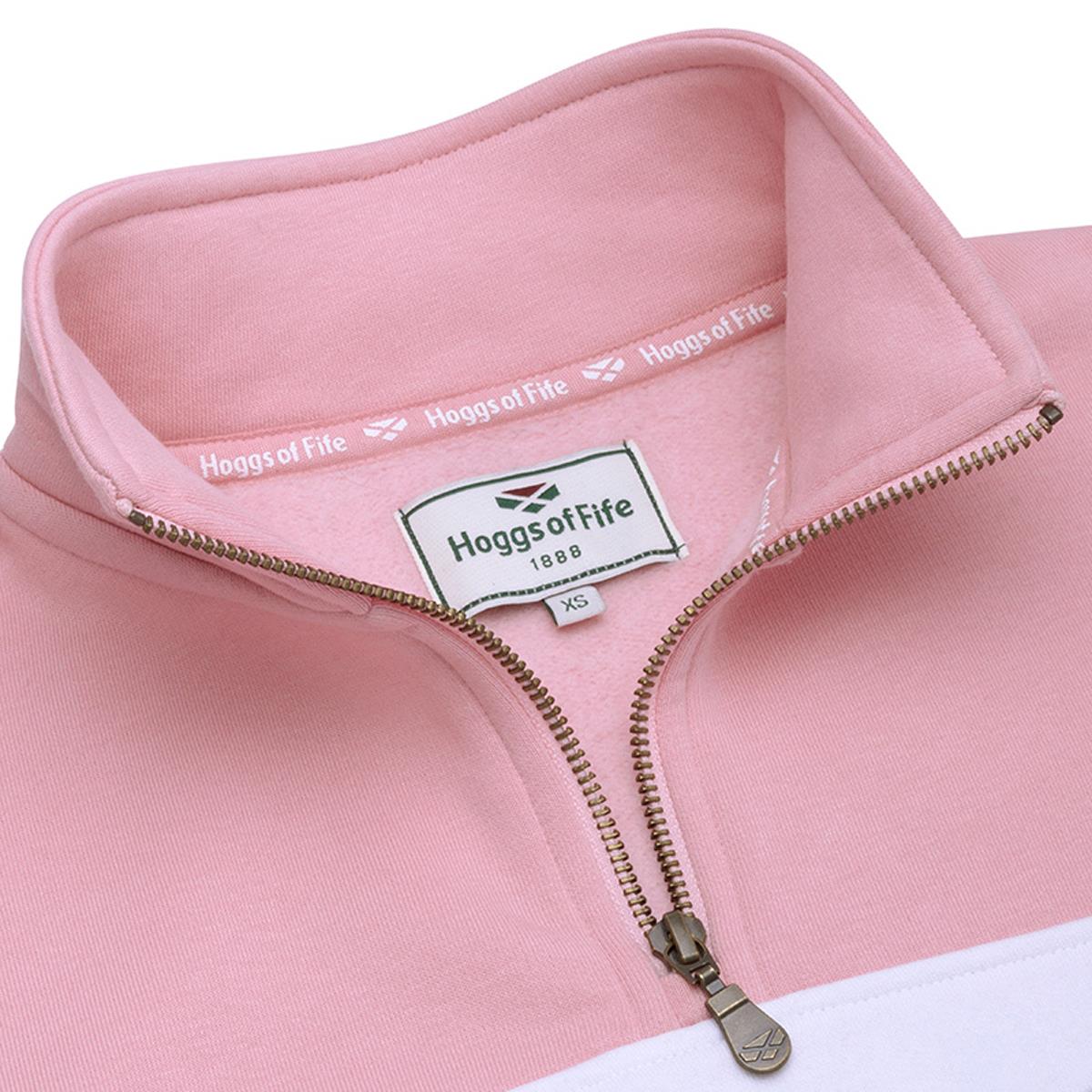 Pink/Blue Hoggs Of Fife Dumfries 1888 Ladies 1/4 Zip Sweatshirt COllar