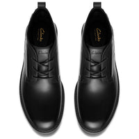 Black Leather Clarks Mens Aldwin Mid GTX Chukka Boot Top