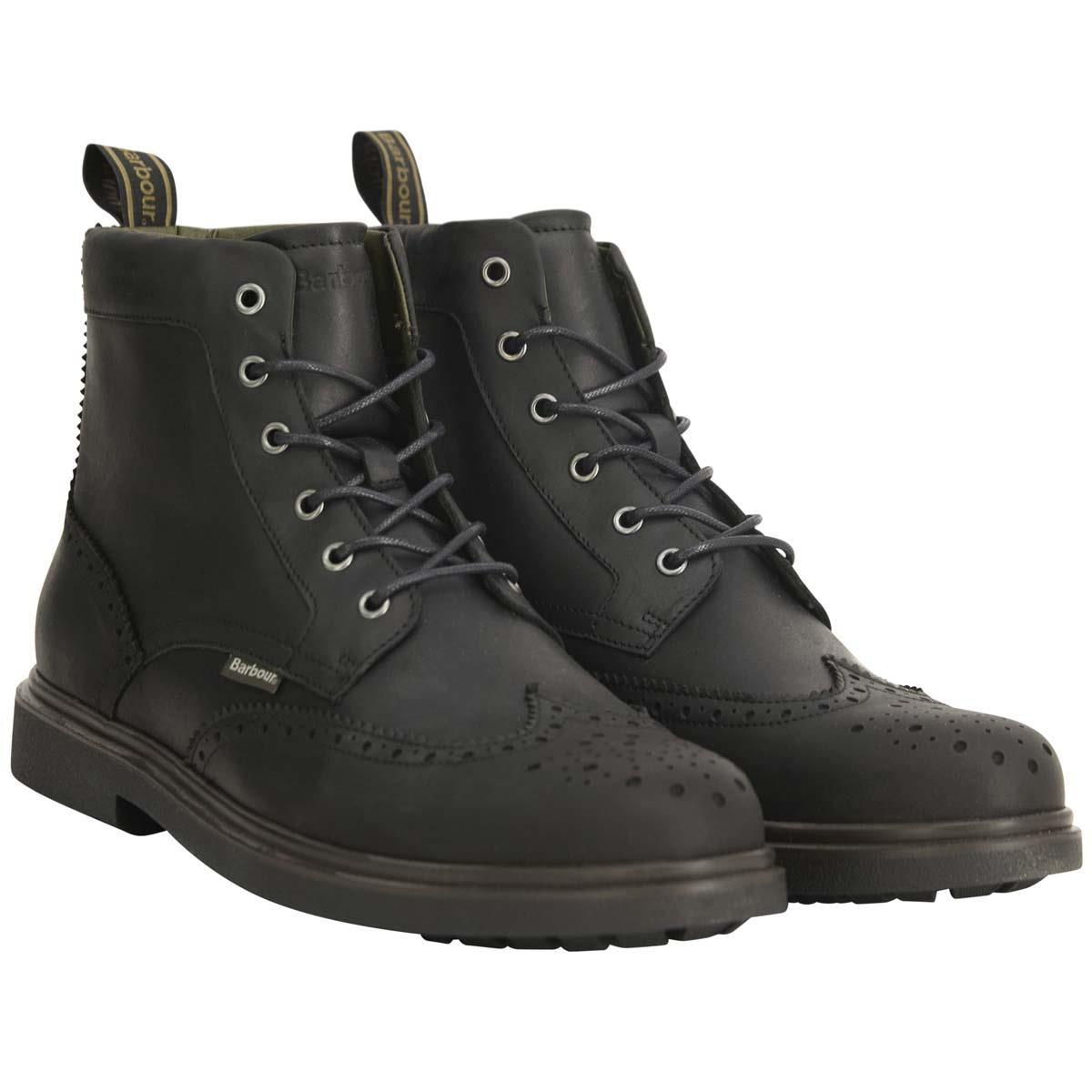BLACK Barbour Mens Barmoor Brogue Boot