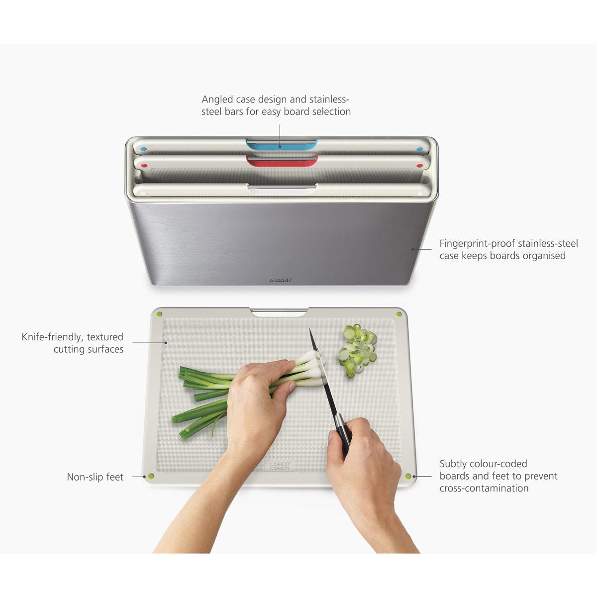 Joseph Joseph Folio Steel 4-piece chopping board set
