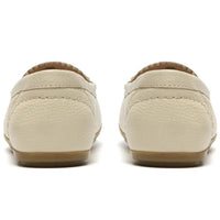 Cream Leather Clarks Womens Elliotte Sail Moccasin Shoes Heel View