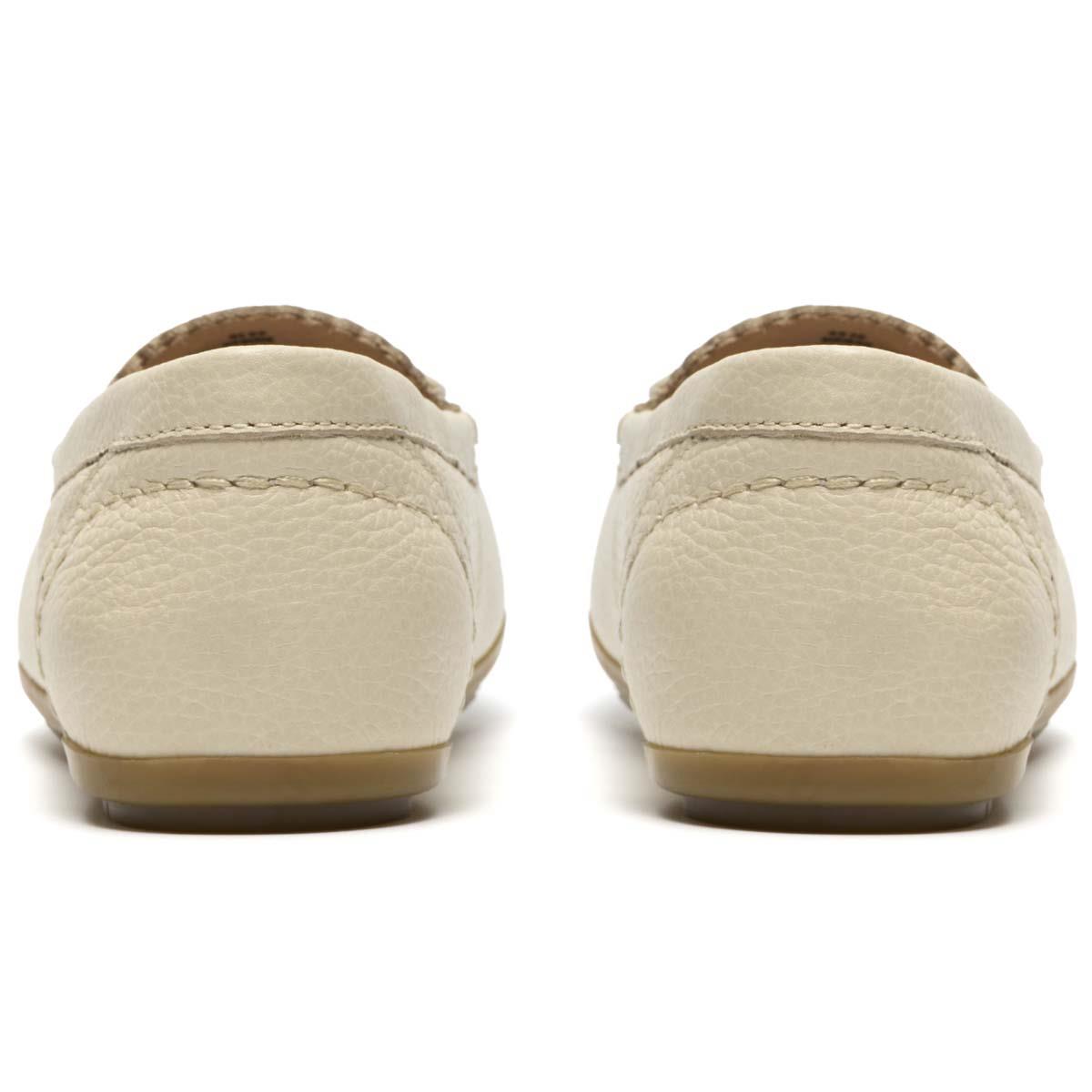 Cream Leather Clarks Womens Elliotte Sail Moccasin Shoes Heel View