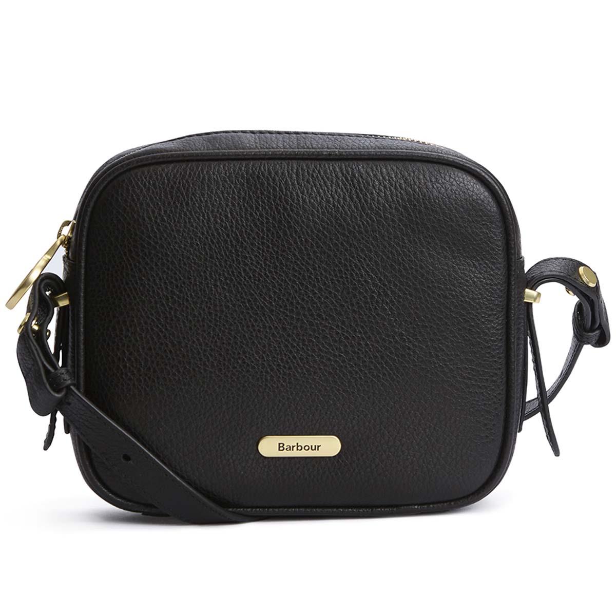 Black Barbour Womens Daphne Leather Crossbody Bag