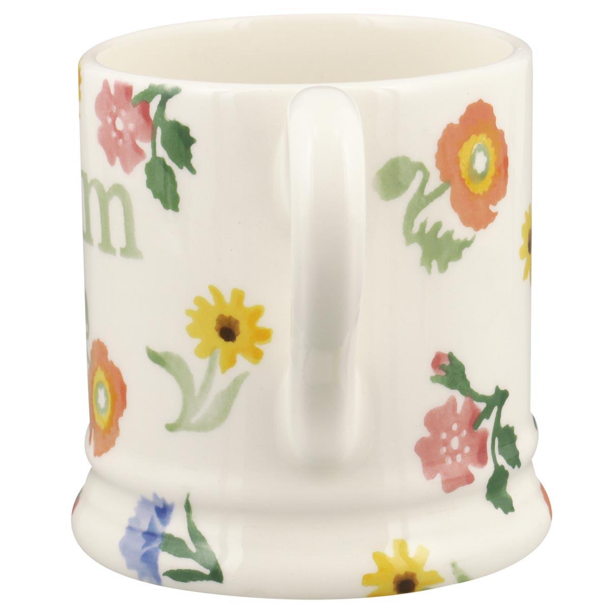 Emma Bridgewater Poppies and Pinks Mum Half Pint Mug Handle View