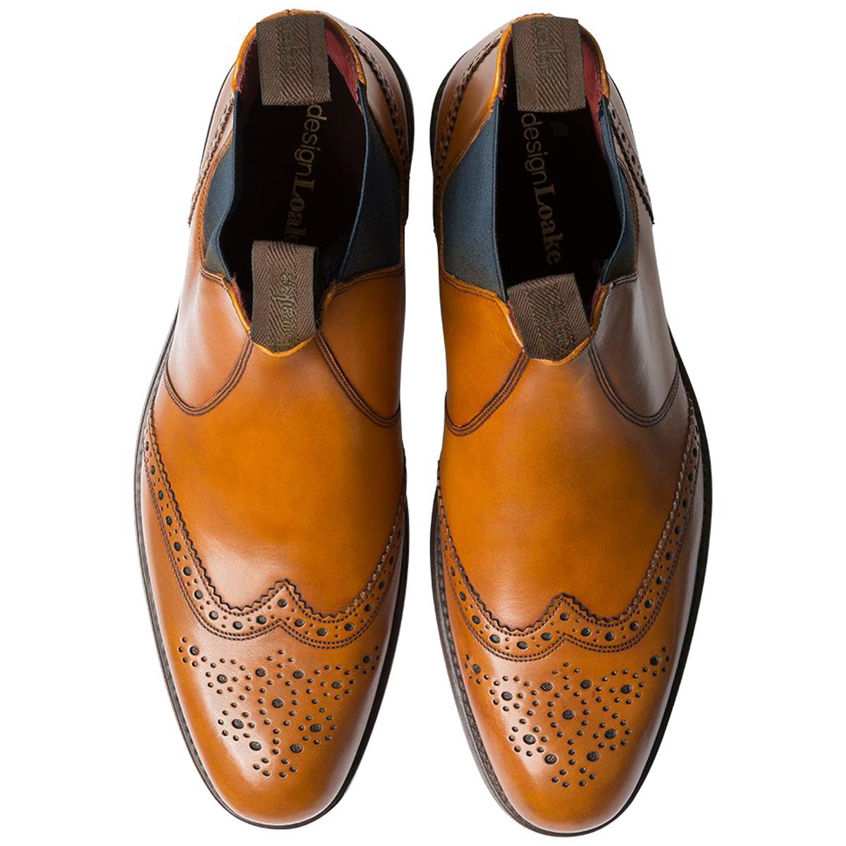 Tan Loake Mens Hoskins Brogue Chelsea Boots Top
