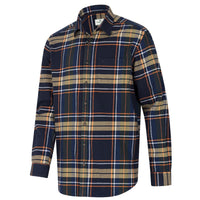 Navy Hoggs Of Fife Mens Coll Cotton Twill Check Shirt