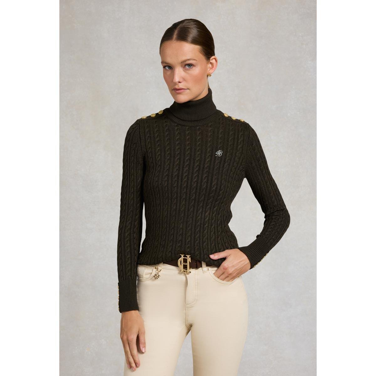 Holland Cooper Womens Seattle Roll Neck Cable Knit Jumper