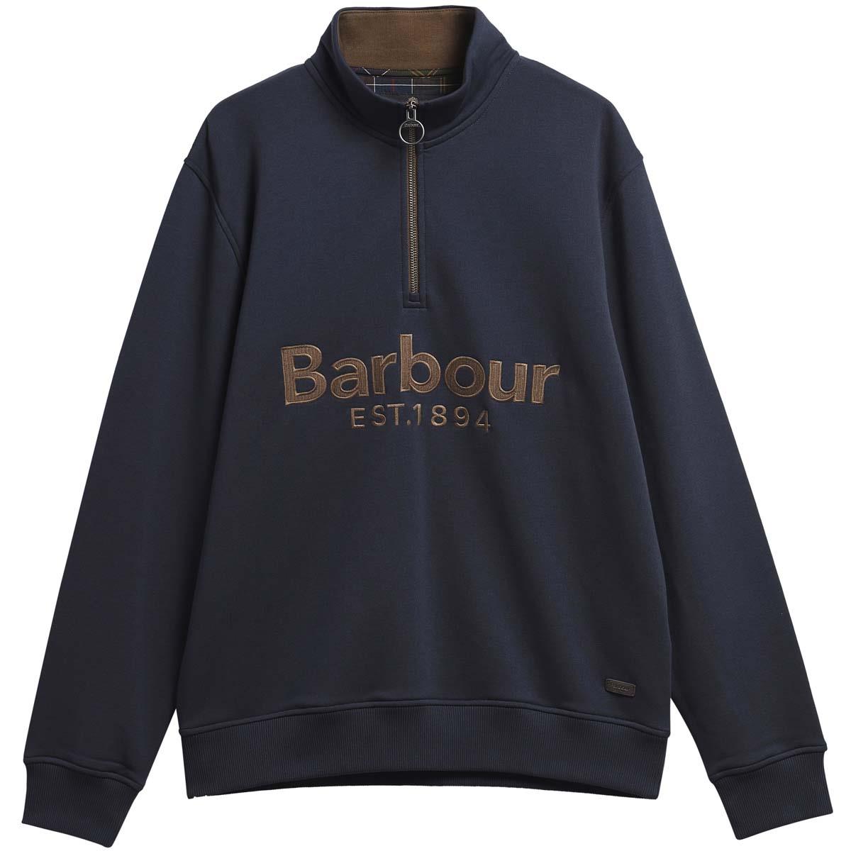 Navy Barbour Mens Fosse Half Zip Sweatshirt