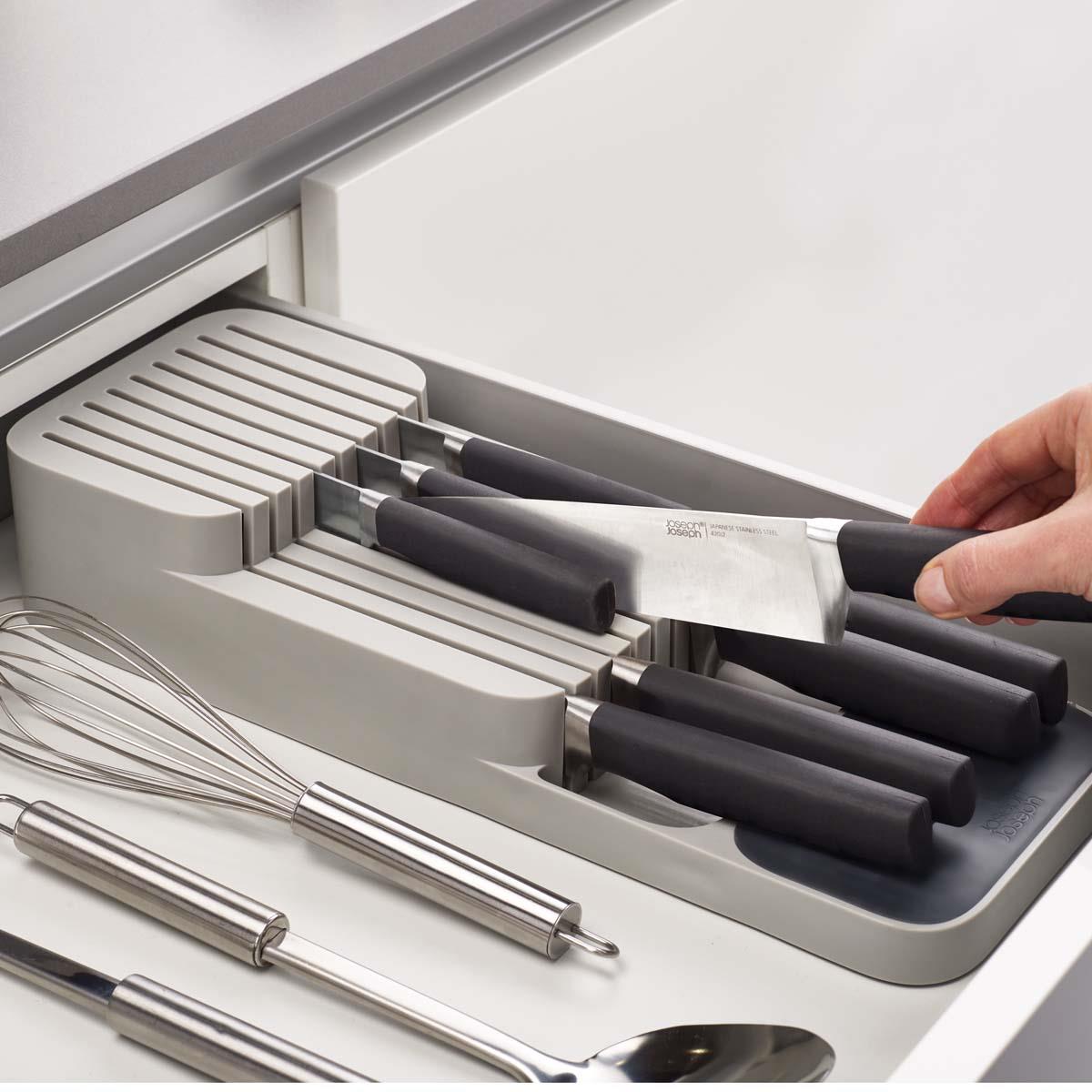 Grey/Grey Joseph Joseph DrawerStore Compact 2-tier Knife Organiser knife