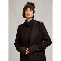 Chocolate Holland Cooper Womens Sloane Fingerless Gloves On model