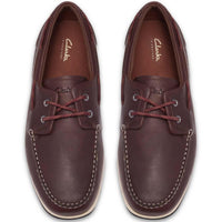 Brown Leather Clarks Mens Orson Sail Boat Shoes Top