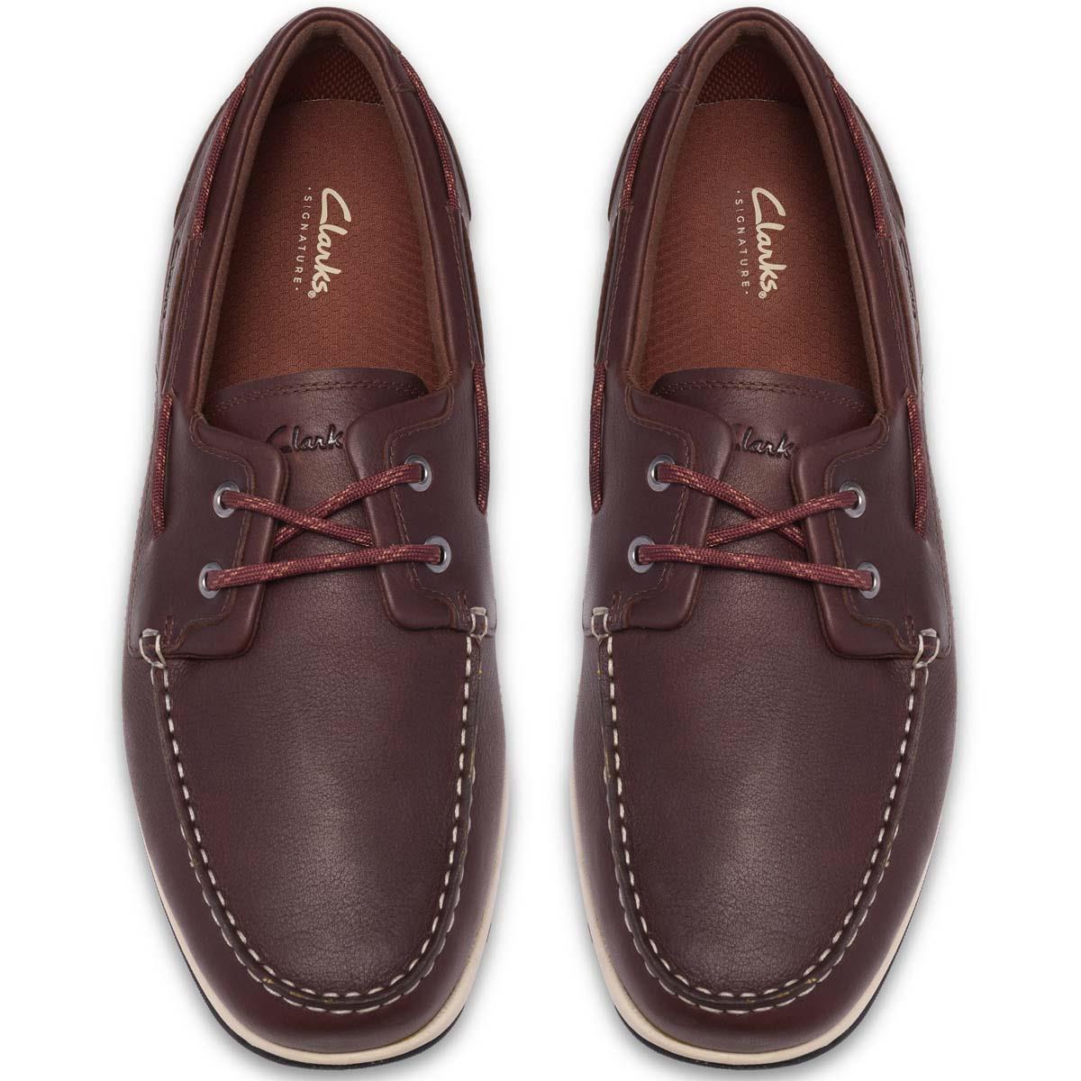 Brown Leather Clarks Mens Orson Sail Boat Shoes Top