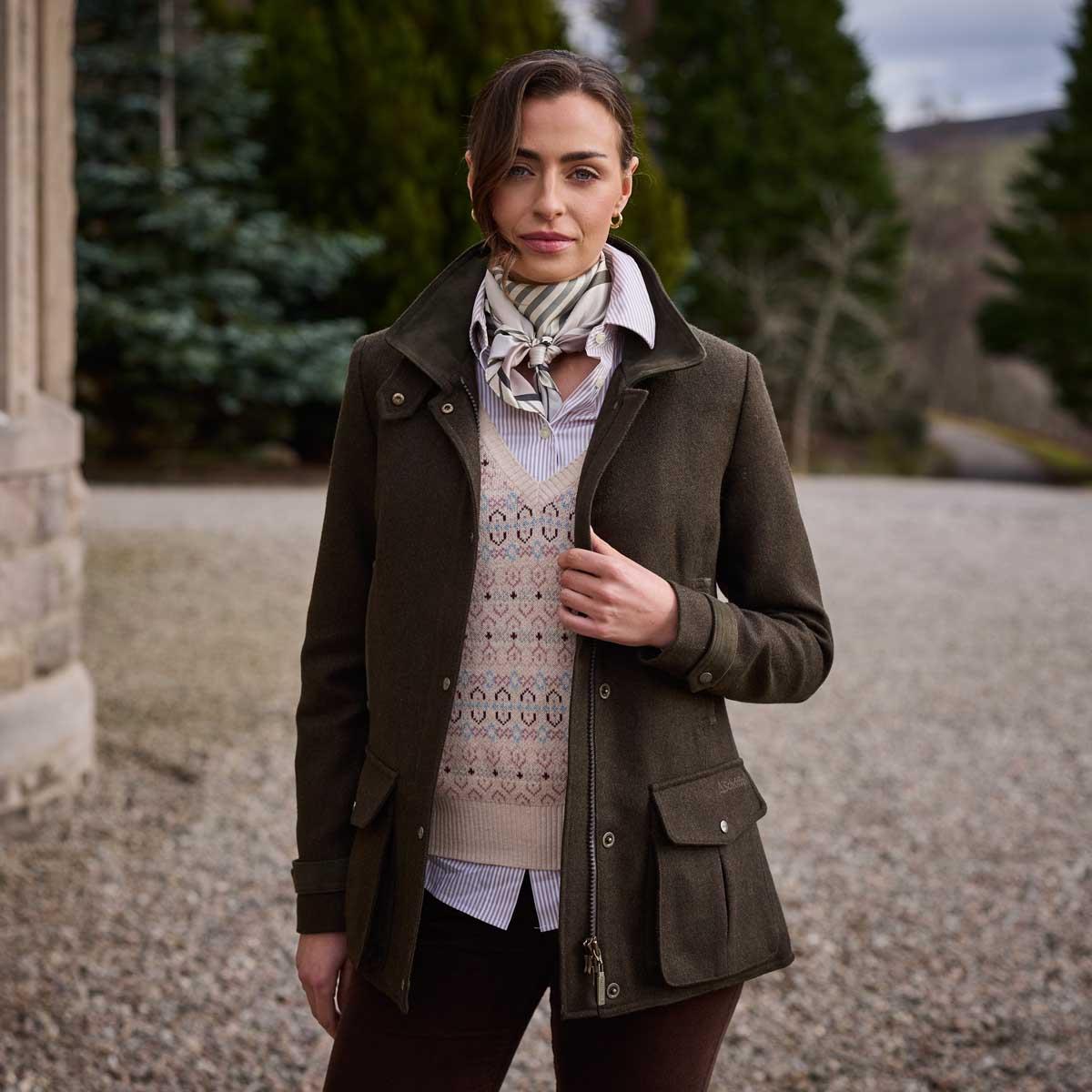 Dark Loden Herr Schoffel Womens Murra Tweed Coat Lifestyle