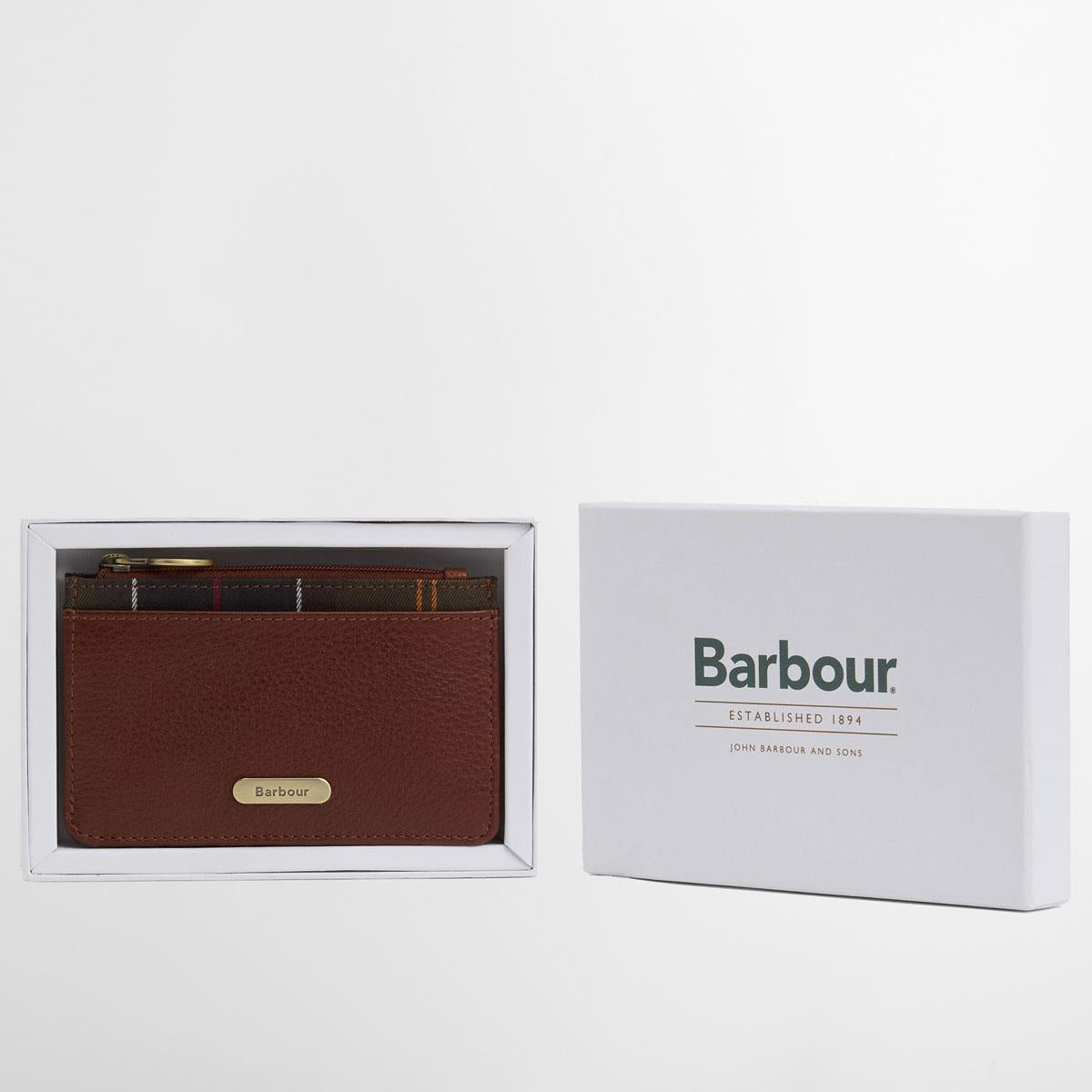Brown/Classic Barbour Womens Alder Leather Card Holder Boxed