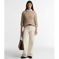 Honey Barbour Womens Ashdown Cable Knitted Jumper On Model