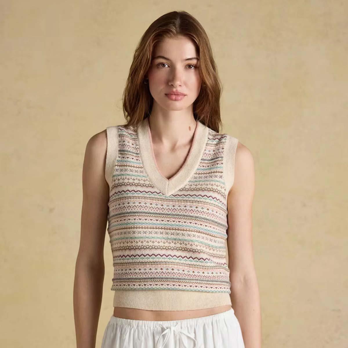 Joules Womens Fairisle V-Neck Tank Top