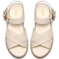 Cream Leather Clarks Womens Orinoco3 Cross Sandals Top View