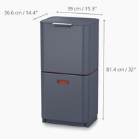 Graphite Joseph Joseph Totem Max 60L Waste & Recycling Bin dimensions