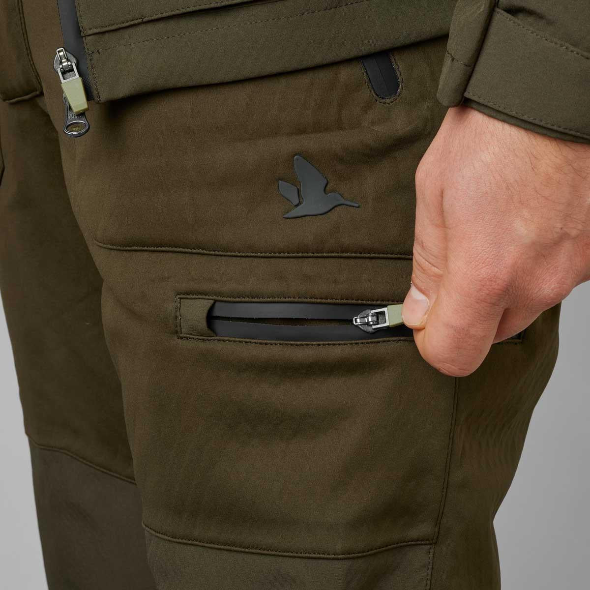 Pine green Seeland Mens Hawker Shell II Waterproof Trousers Zipped Pocket