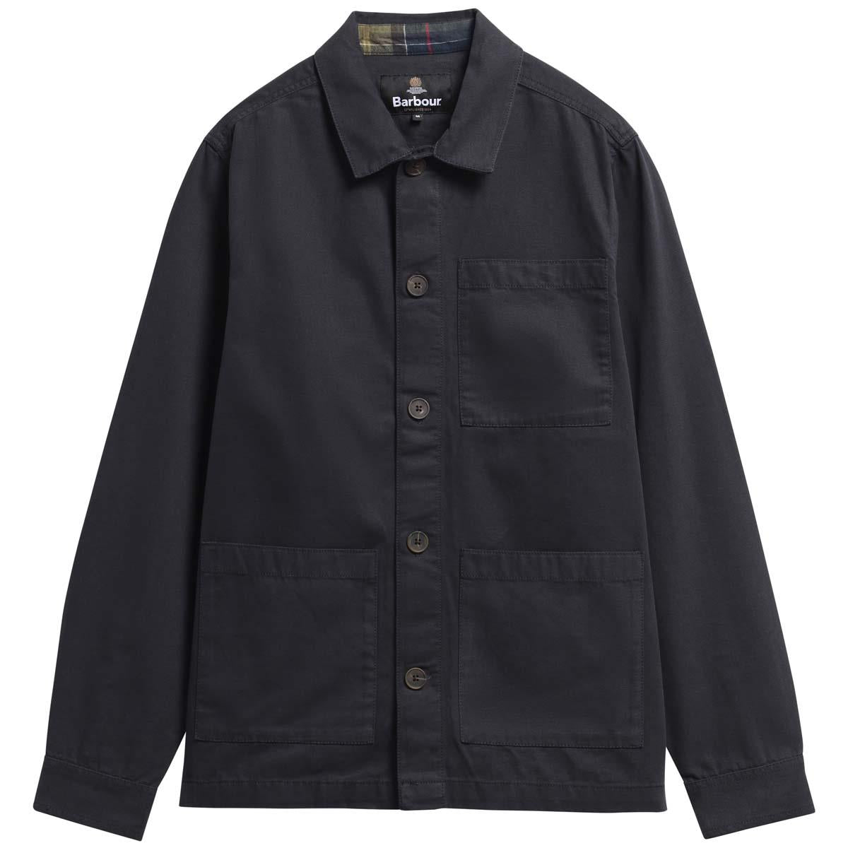 Dark Navy Barbour Mens Tartan Trimmed Washed Overshirt