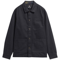 Dark Navy Barbour Mens Tartan Trimmed Washed Overshirt