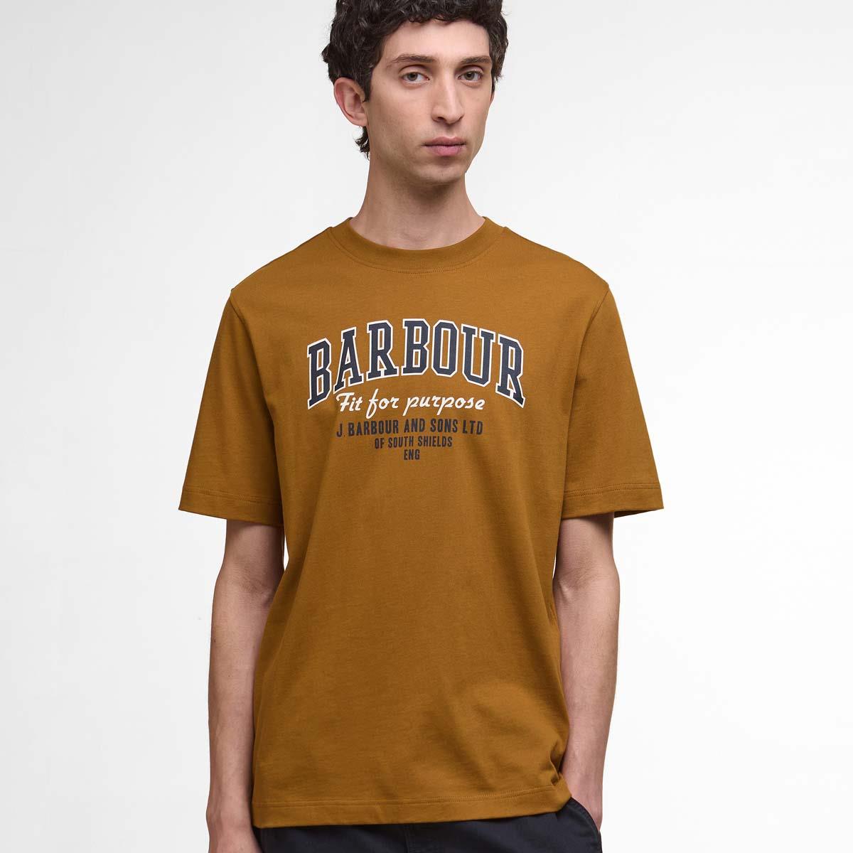 Bronze Brown Barbour Mens Fort Relaxed Graphic T-Shirt front