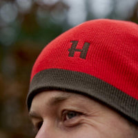 Shadow Brown/Red Harkila Unisex Aspire Reversible Beanie Detail