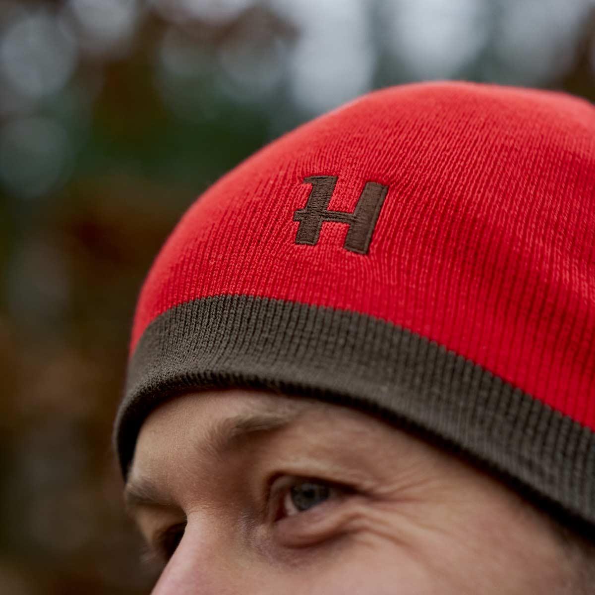 Shadow Brown/Red Harkila Unisex Aspire Reversible Beanie Detail