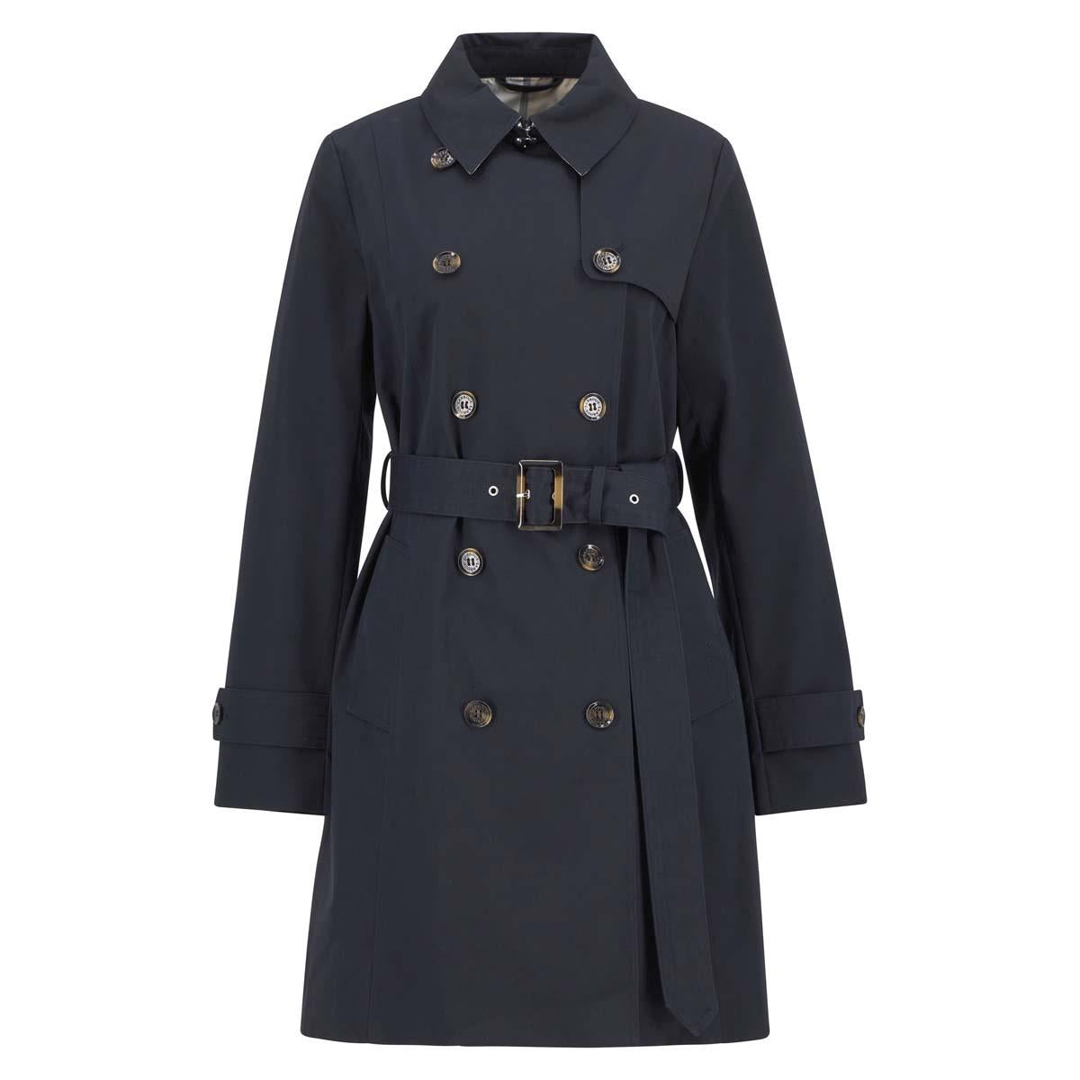 Dark Navy/Hessian Tartan Barbour Womens Short Greta Showerproof Jacket