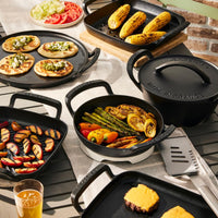 Le Creuset Cast Iron BBQ Round Skillet bbq lifestyle