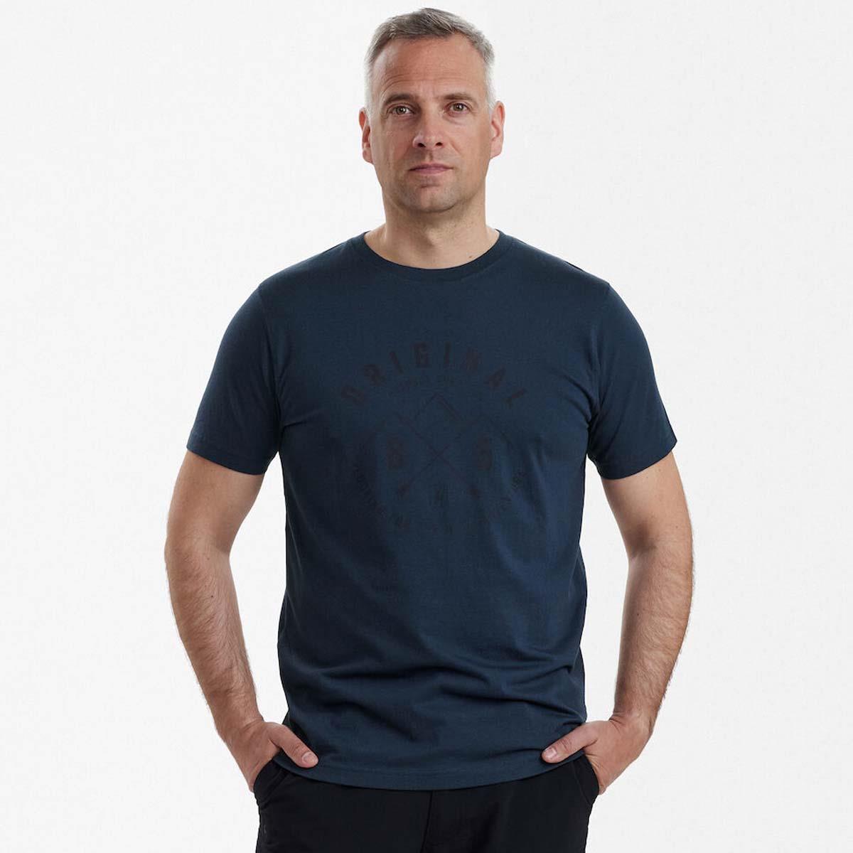 Dark Blue Deerhunter Mens Nolan T-Shirt front