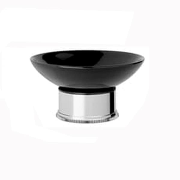 Chrome Plated Samuel Heath Style Moderne Freestanding Black Ceramic Soap Holder N6664B