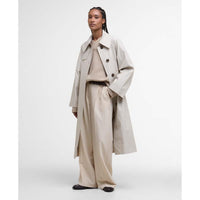 Mist/Hessian Tartan Barbour Womens Robyn Trench Showerproof Jacket Open