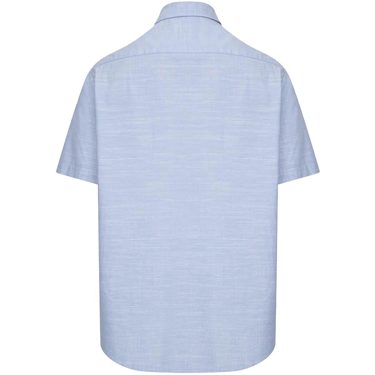 Plain Blue Hoggs of Fife Mens Aberdour Short Sleeve Shirt Back