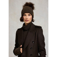 Chocolate Holland Cooper Womens Sloane Cable Bobble Hat On Model