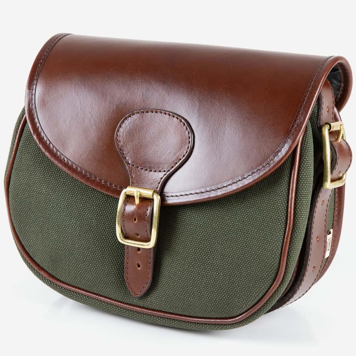 Teales Huntsman Brandy Leather & Forest Canvas Cartridge Bag
