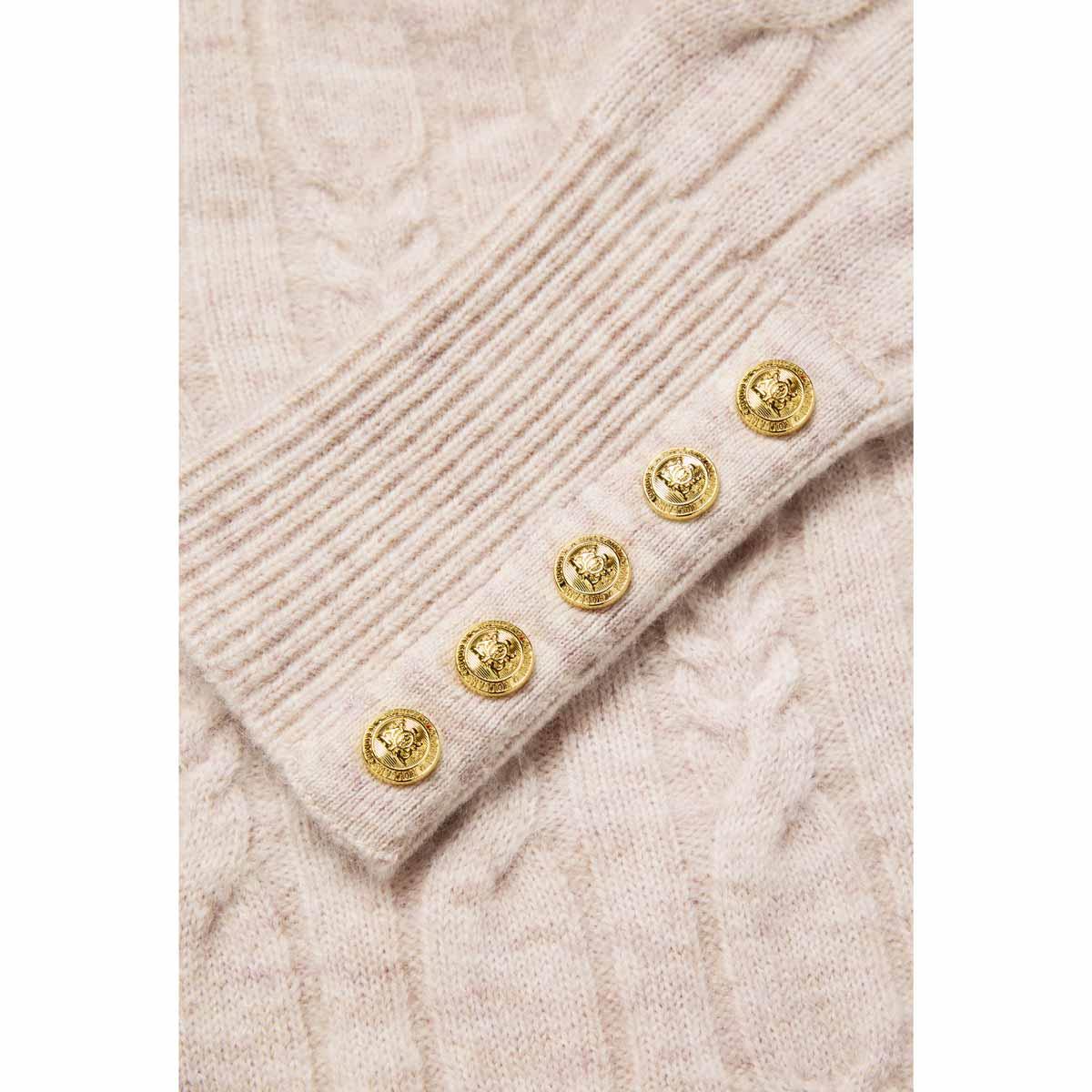 Barley Holland Cooper Womens Bridget Quarter Zip Knit Jumper Cuff Detail