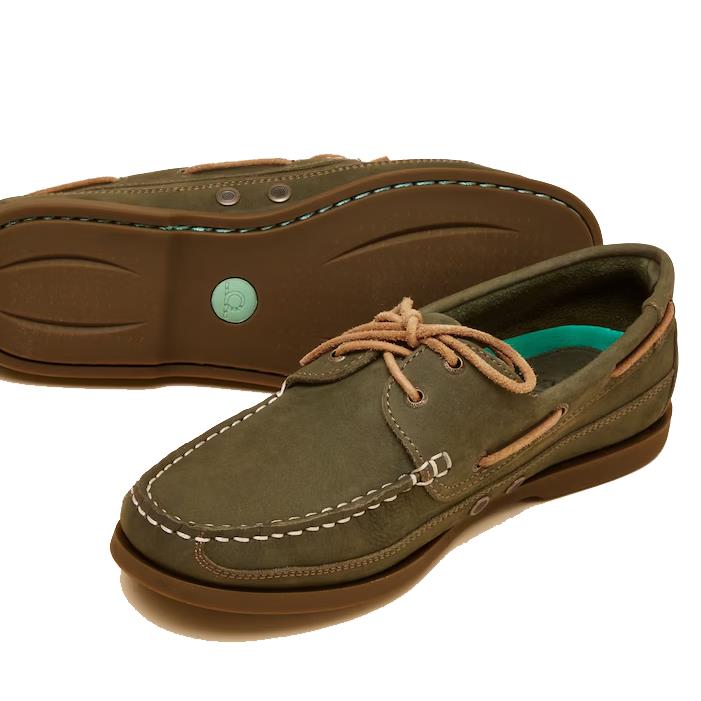 Chatham x Joules Womens Cove Deck Shoe green details