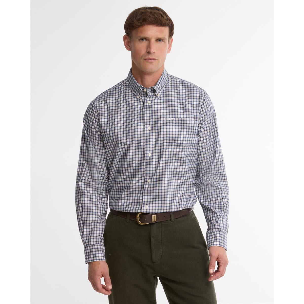 Navy Barbour Mens William Regular Fit Checked Shirt FRONT