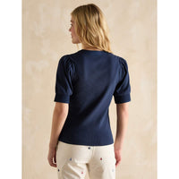 Navy Joules Womens Tabitha Ribbed Top On Model Rear