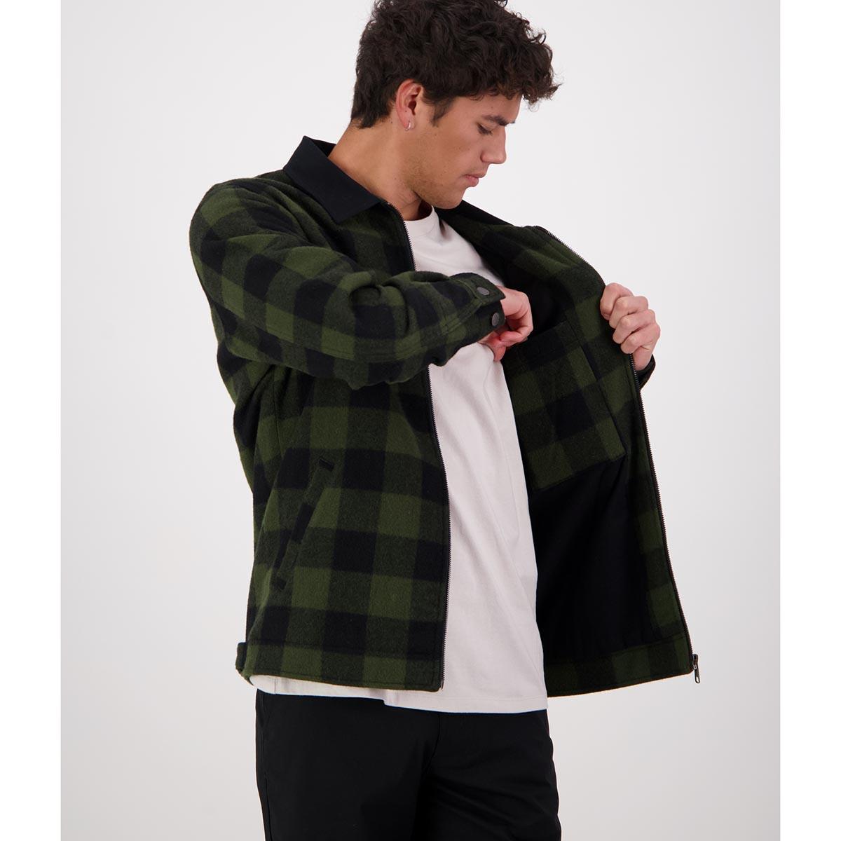 Olive/Black Check Swanndri Mens Liverpool Jacket Internal Pocket