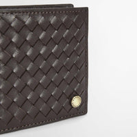 brown Farne Woven Leather Wallet side