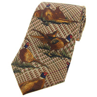 Soprano Silk Tie Standing Pheasant Beige