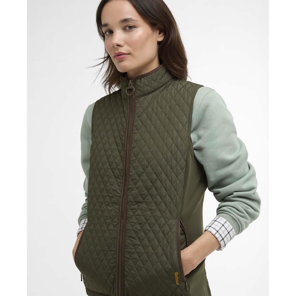 Olive Barbour Womens Basswood Gilet sleeve