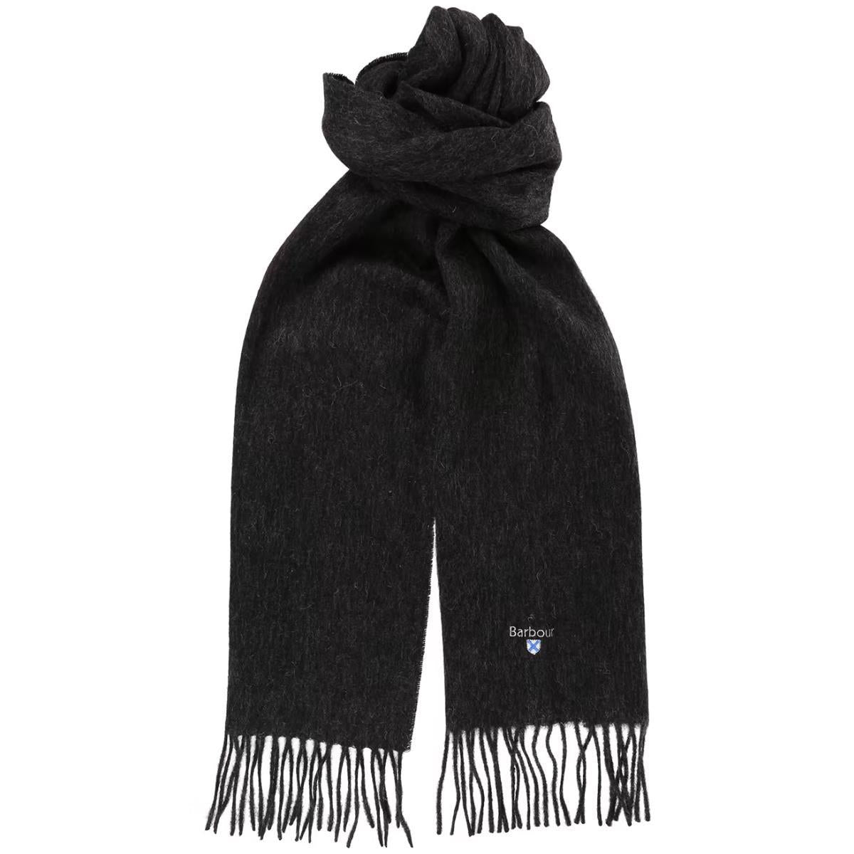 Charcoal Grey Barbour Unisex Plain Lambswool Scarf