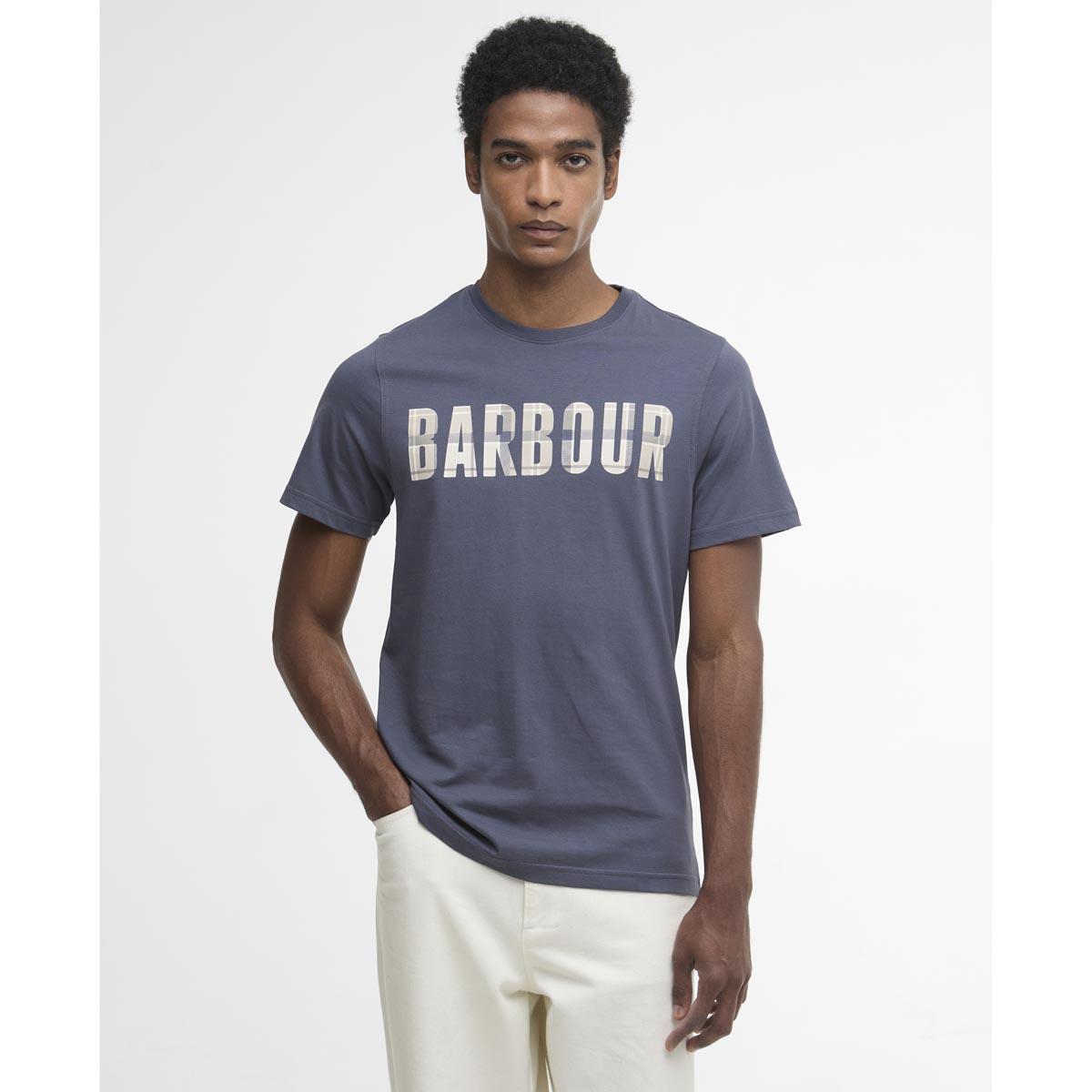 Washed Navy Barbour Mens Thurford T-shirt front