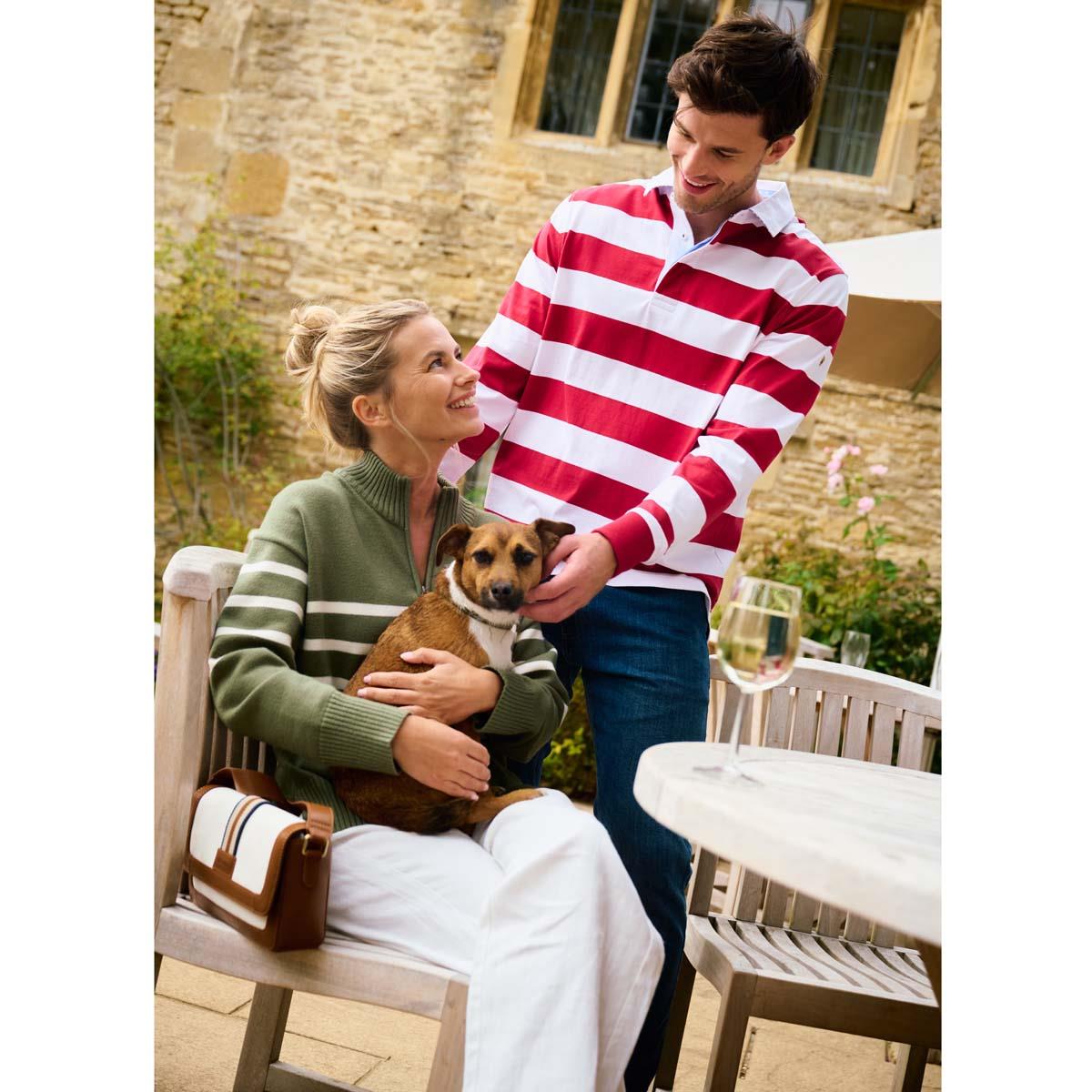 Red Multi Dubarry Mens Goresbridge Rugby Top Couple Lifestyle