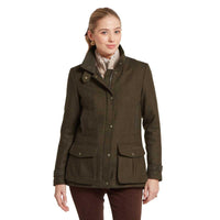 Dark Loden Herr Schoffel Womens Murra Tweed Coat On Model