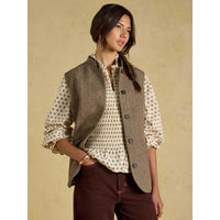 Joules Womens Nehru Collar Tweed Gilet