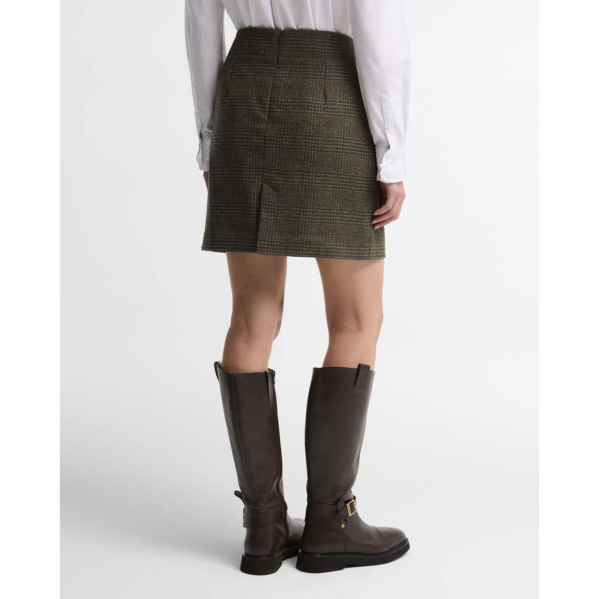 Olive Prince Of Wales Barbour Womens Browning Skirt BACK2